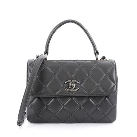 Coco luxe leather handbag Chanel Grey in Leather 